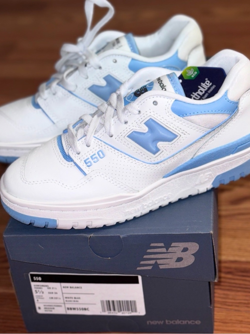 New Balance 550 “Blue Haze” - Women’s Size 5 1/2, Women's Medium, White Blue NIB